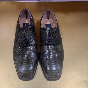 Giorgio Brutini Genuine Snake Skin Oxford Shoes. Olive green. 8.5